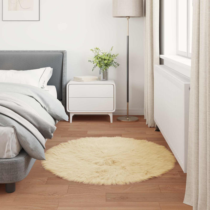Covor din Lână Faux Tafalla Crem Ø 100 cm Poliester - WALTI WALTI