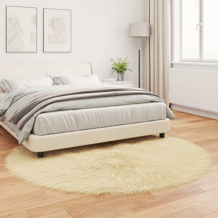 Covor din Lână Faux Tafalla Crem Ø 160 cm Poliester - WALTI WALTI