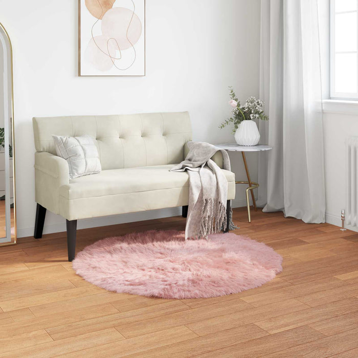 Covor din Lână Faux Tafalla Roz Ø 80 cm Poliester - WALTI WALTI