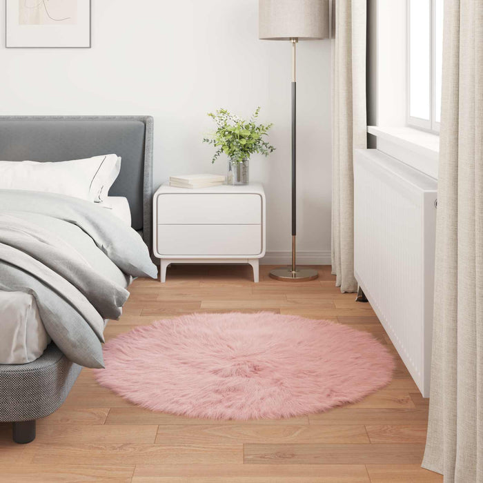 Covor din Lână Faux Tafalla Roz Ø 100 cm Poliester - WALTI WALTI