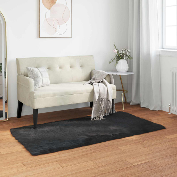 Covor din Lână Faux Tafalla Negru 60 x 110 cm Poliester - WALTI WALTI