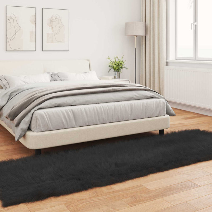 Covor din Lână Faux Tafalla Negru 80 x 250 cm Poliester - WALTI WALTI