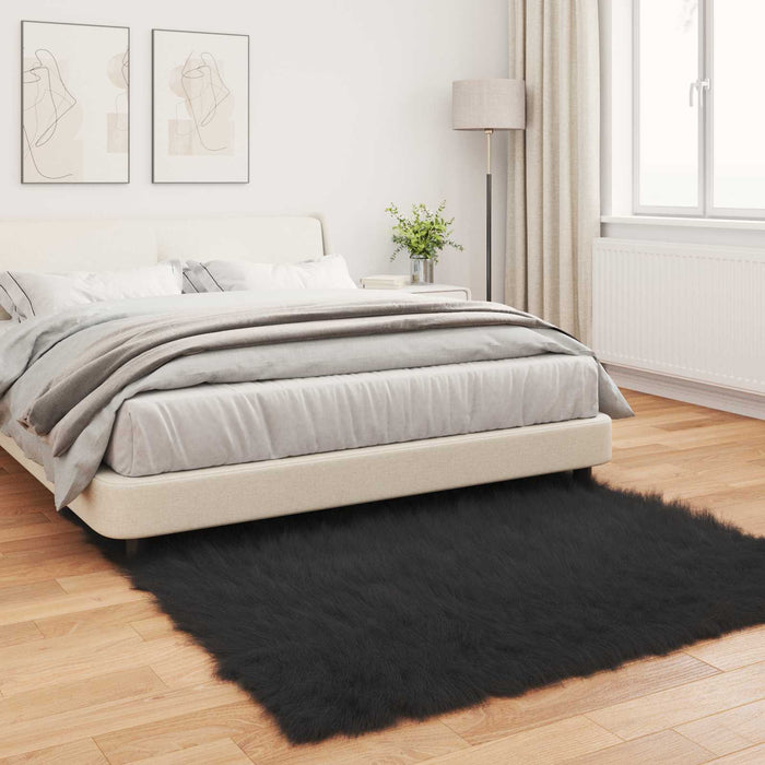 Covor din Lână Faux Tafalla Negru 160 x 160 cm Poliester - WALTI WALTI