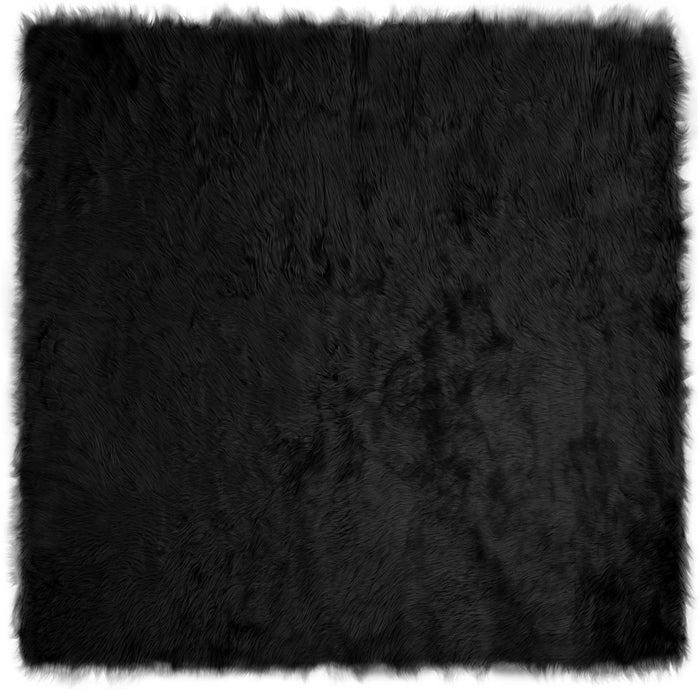 Covor din Lână Faux Tafalla Negru 160 x 160 cm Poliester - WALTI WALTI