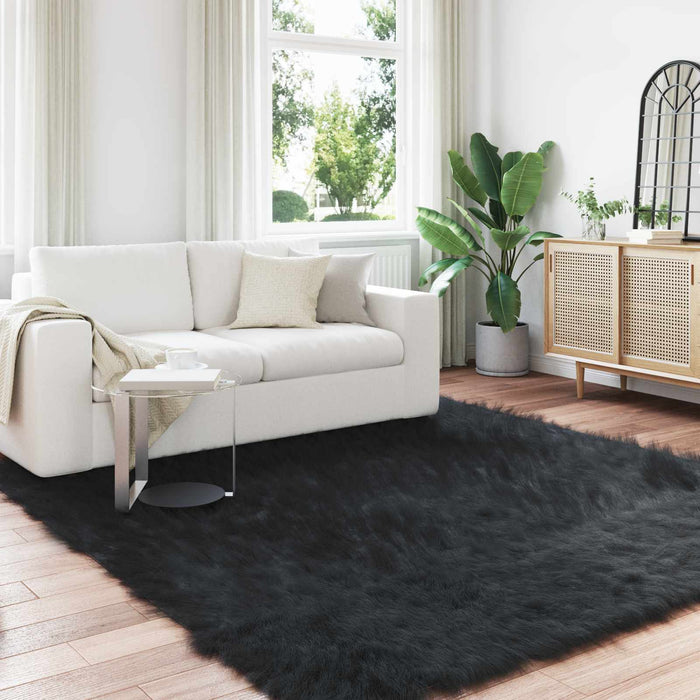 Covor din Lână Faux Tafalla Negru 200 x 200 cm Poliester - WALTI WALTI