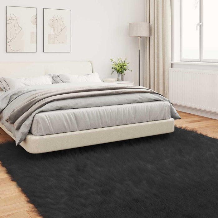 Covor din Lână Faux Tafalla Negru 200 x 200 cm Poliester - WALTI WALTI
