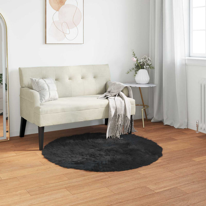 Covor din Lână Faux Tafalla Negru Ø 80 cm Poliester - WALTI WALTI