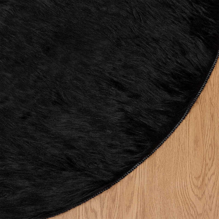Covor din Lână Faux Tafalla Negru Ø 100 cm Poliester - WALTI WALTI