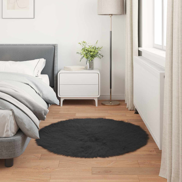Covor din Lână Faux Tafalla Negru Ø 100 cm Poliester - WALTI WALTI