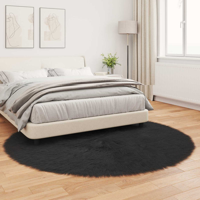 Covor din Lână Faux Tafalla Negru Ø 200 cm Poliester - WALTI WALTI