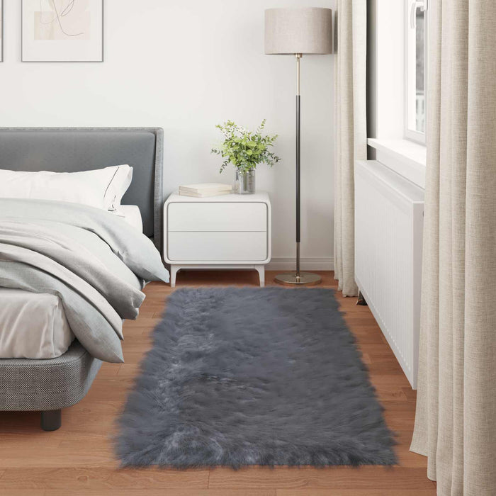 Covor din Lână Faux Tafalla Antracit 100 x 200 cm Poliester - WALTI WALTI