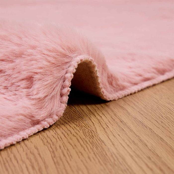 Covor din Blană Faux de Iepure Olite Roz 240 x 240 cm Poliester - WALTI WALTI