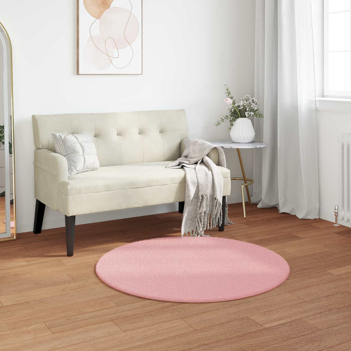 Covor din Blană Faux de Iepure Olite Roz Ø 80 cm Poliester - WALTI WALTI