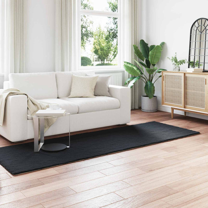 Covor din Blană Faux de Iepure Olite Negru 80 x 250 cm - WALTI WALTI