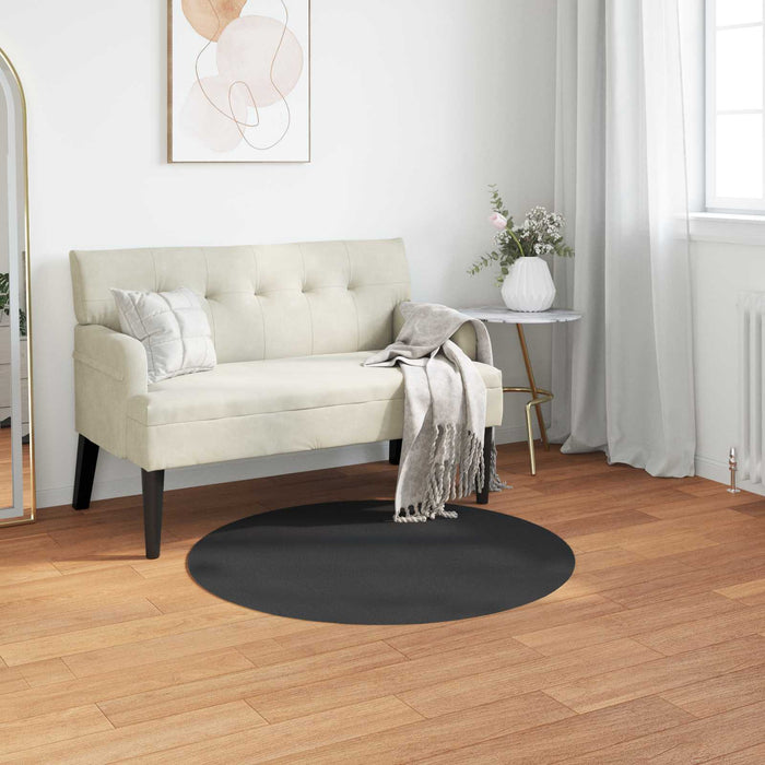 Covor din Blană Faux de Iepure Olite Negru Ø 100 cm Poliester - WALTI WALTI