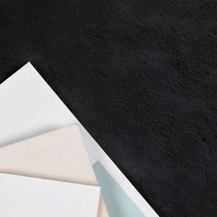 Covor din Blană Faux de Iepure Olite Negru Ø 120 cm Poliester - WALTI WALTI