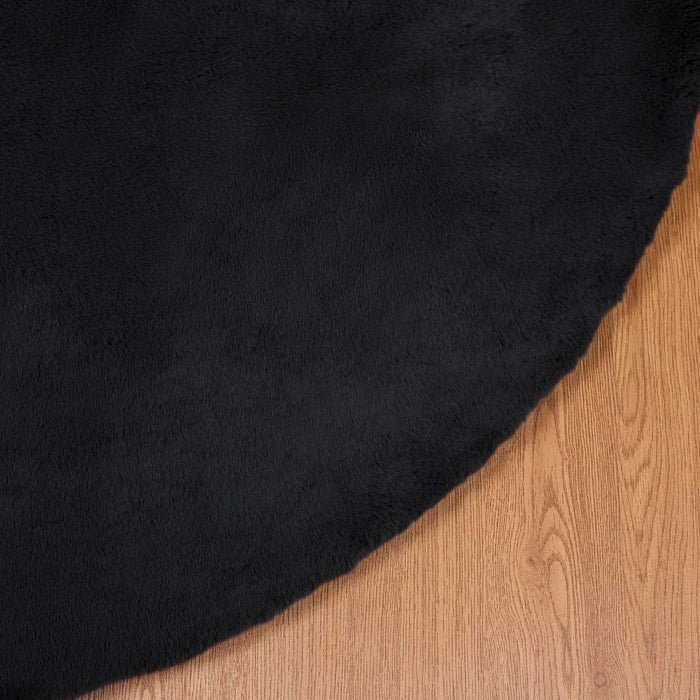 Covor din Blană Faux de Iepure Olite Negru Ø 160 cm Poliester - WALTI WALTI