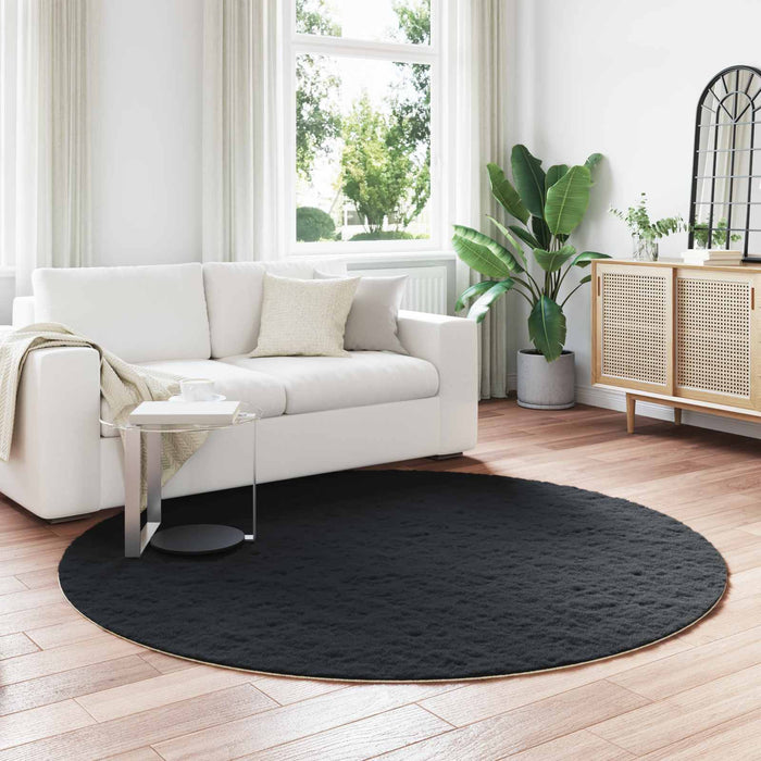 Covor din Blană Faux de Iepure Olite Negru Ø 160 cm Poliester - WALTI WALTI