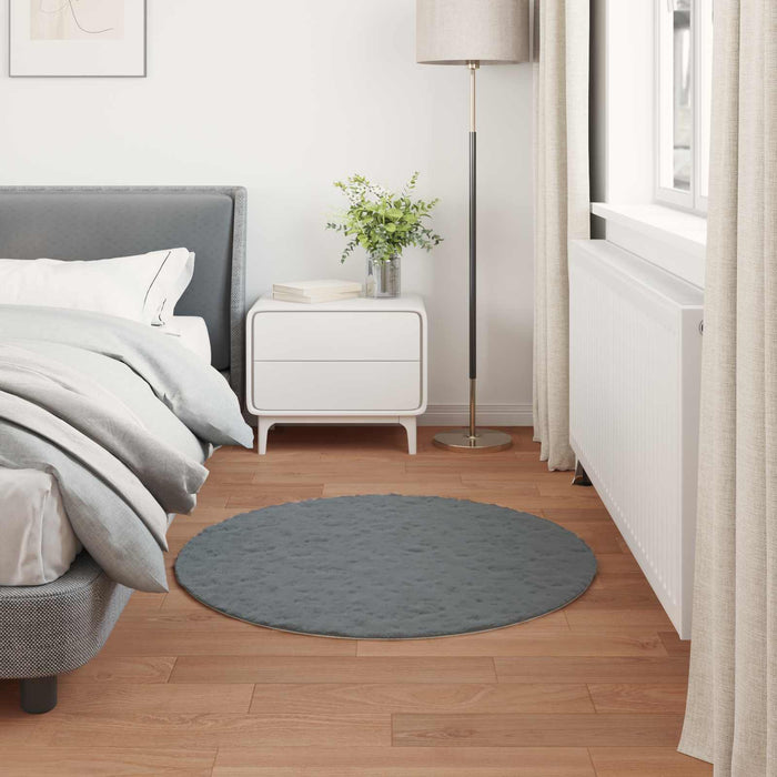 Covor din Blană Faux de Iepure Olite Antracit Ø 80 cm Poliester - WALTI WALTI