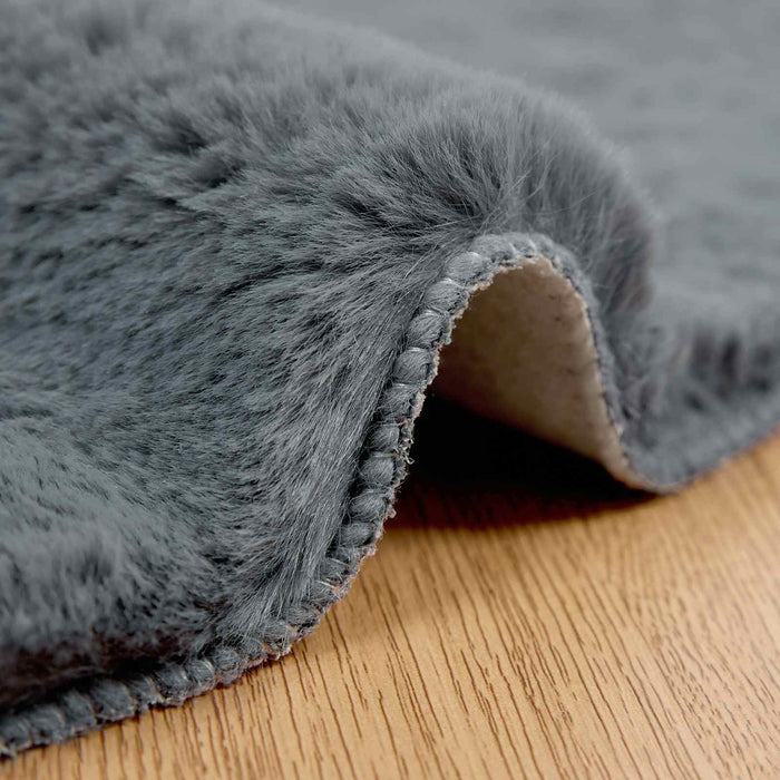 Covor din Blană Faux de Iepure Olite Antracit Ø 120 cm - WALTI WALTI
