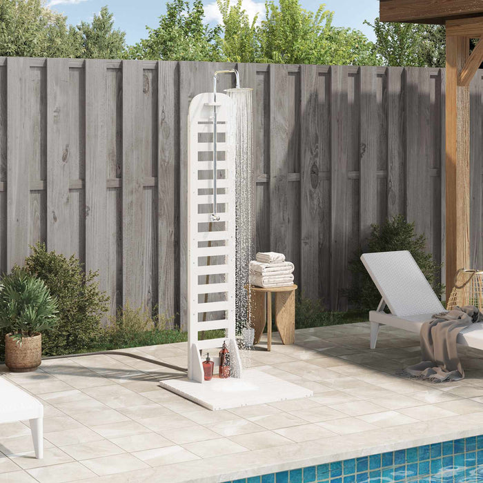 Duș exterior 223 cm Lemn masiv de pin și oțel inoxidabil Alb WALTI