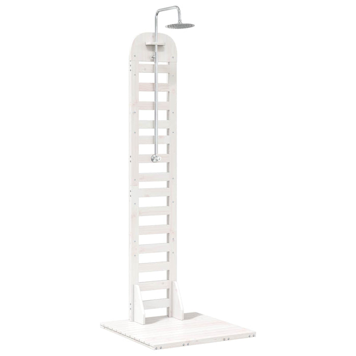 Duș exterior 223 cm Lemn masiv de pin și oțel inoxidabil Alb WALTI