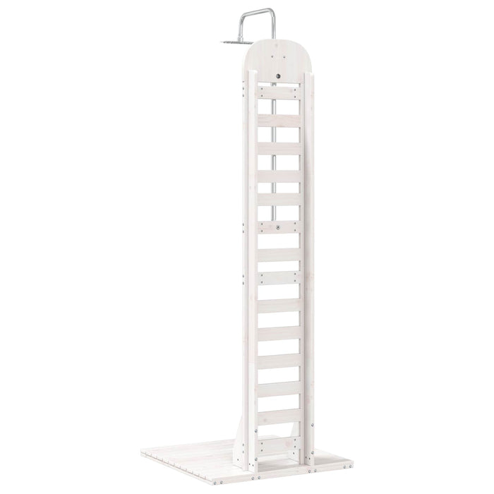 Duș exterior 223 cm Lemn masiv de pin și oțel inoxidabil Alb WALTI