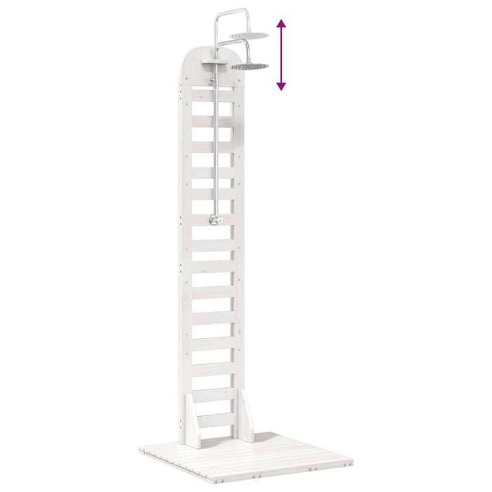 Duș exterior 223 cm Lemn masiv de pin și oțel inoxidabil Alb WALTI