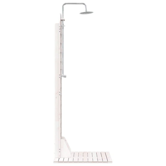 Duș exterior 223 cm Lemn masiv de pin și oțel inoxidabil Alb WALTI