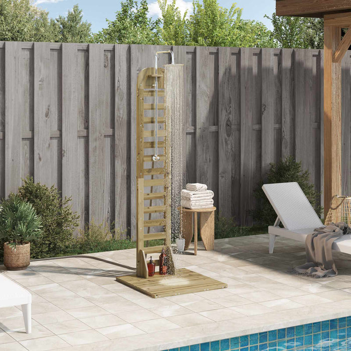 Duș exterior 223 cm Lemn de pin impregnat și oțel inoxidabil WALTI