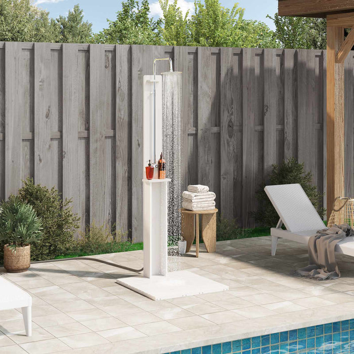 Duș exterior Alb 75 x 76 x 217 cm Lemn masiv de pin - WALTI WALTI