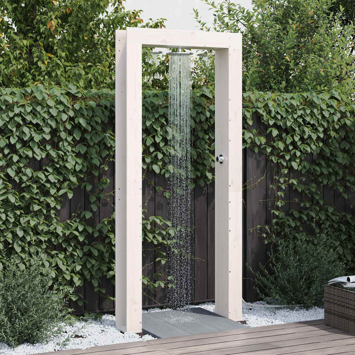 Duș exterior 226 cm Lemn masiv de pin și oțel inoxidabil Alb WALTI
