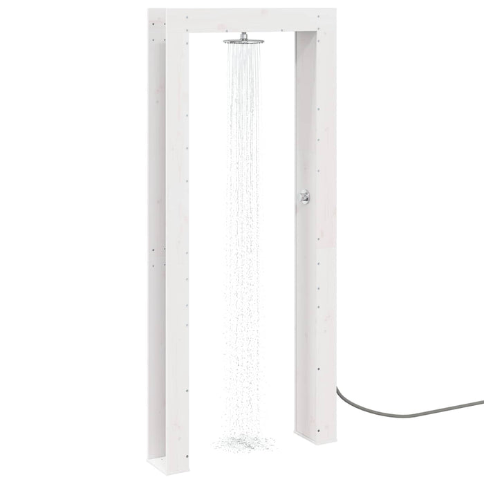 Duș exterior 226 cm Lemn masiv de pin și oțel inoxidabil Alb WALTI