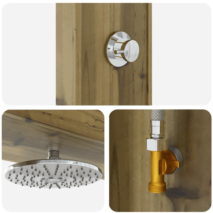 Duș exterior 226 cm Lemn de pin impregnat și oțel inoxidabil WALTI