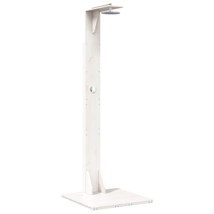 Duș exterior 214,5 cm Lemn masiv de pin și oțel inoxidabil Alb WALTI
