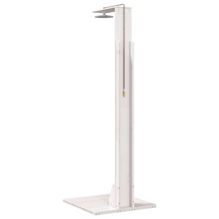 Duș exterior 214,5 cm Lemn masiv de pin și oțel inoxidabil Alb WALTI