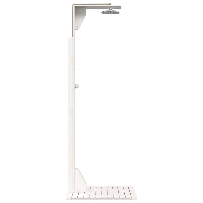 Duș exterior 214,5 cm Lemn masiv de pin și oțel inoxidabil Alb WALTI