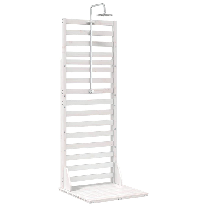 Duș exterior 225 cm Lemn masiv de pin și oțel inoxidabil Alb WALTI