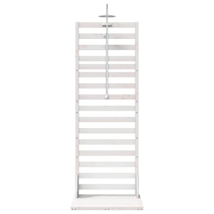 Duș exterior 225 cm Lemn masiv de pin și oțel inoxidabil Alb WALTI