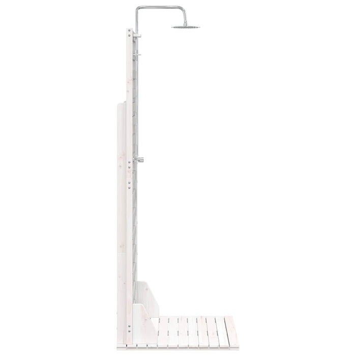 Duș exterior 225 cm Lemn masiv de pin și oțel inoxidabil Alb WALTI