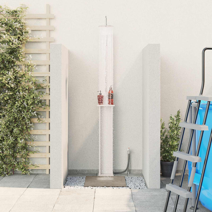 Duș exterior 246 cm Lemn masiv de pin și oțel inoxidabil Alb WALTI