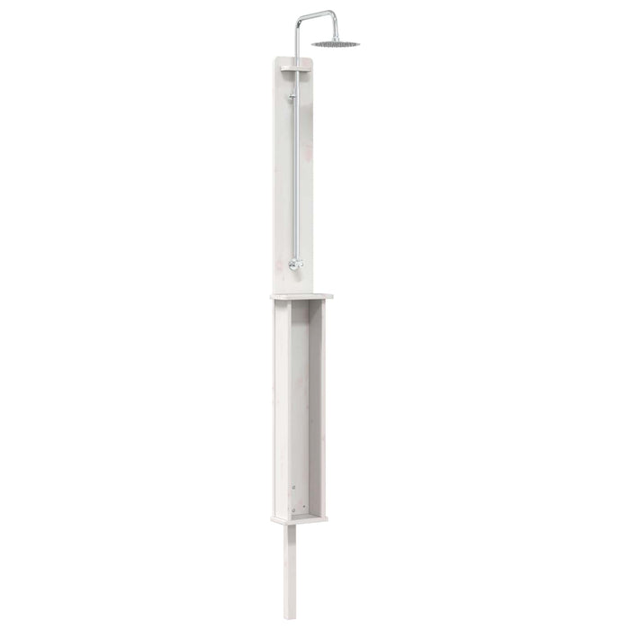 Duș exterior 246 cm Lemn masiv de pin și oțel inoxidabil Alb WALTI