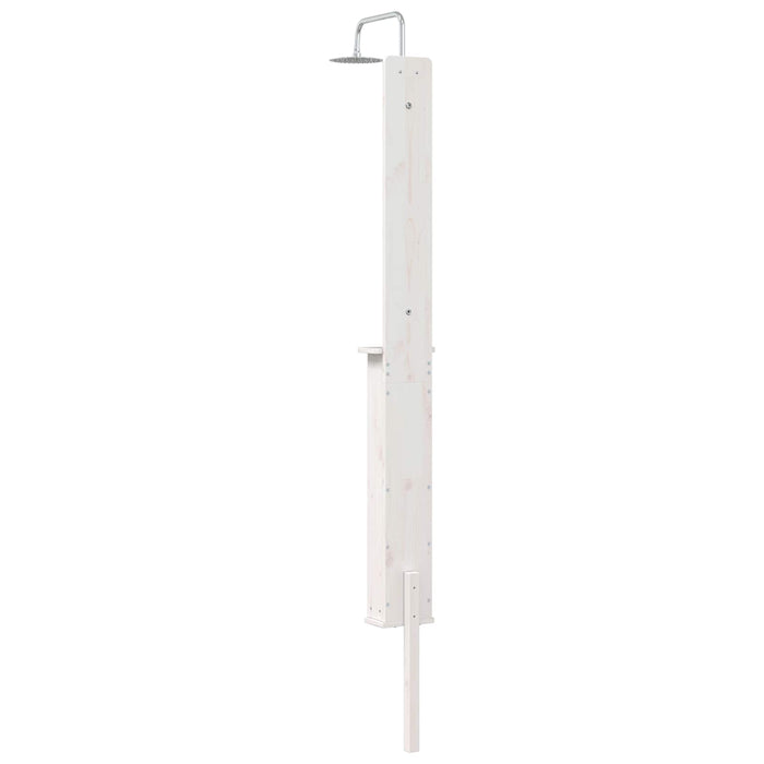 Duș exterior 246 cm Lemn masiv de pin și oțel inoxidabil Alb WALTI