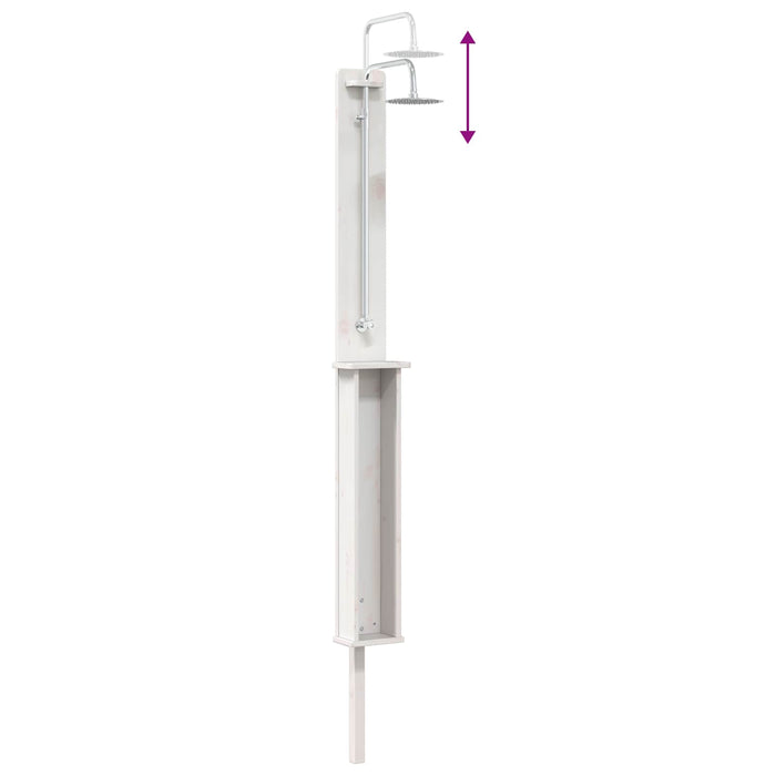 Duș exterior 246 cm Lemn masiv de pin și oțel inoxidabil Alb WALTI