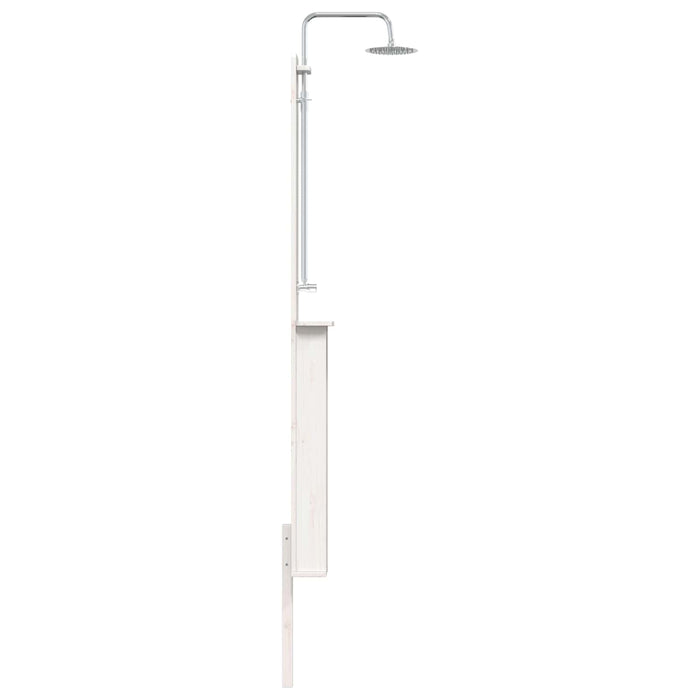 Duș exterior 246 cm Lemn masiv de pin și oțel inoxidabil Alb WALTI