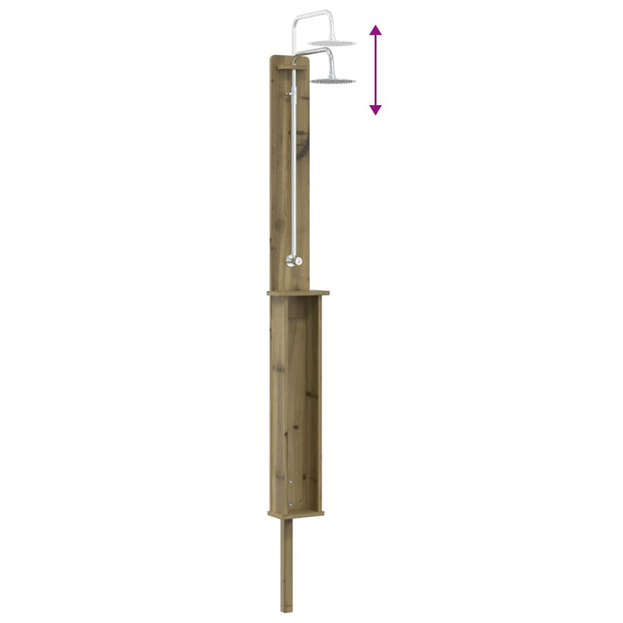 Duș exterior 246 cm Lemn de pin impregnat și oțel inoxidabil WALTI