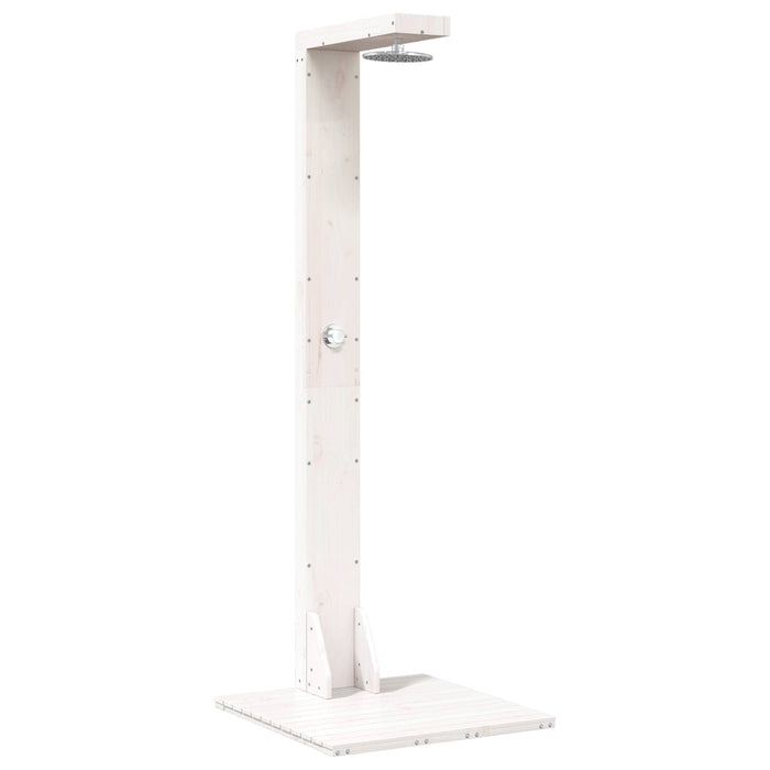 Duș exterior 210 cm Lemn masiv de pin și oțel inoxidabil Alb WALTI