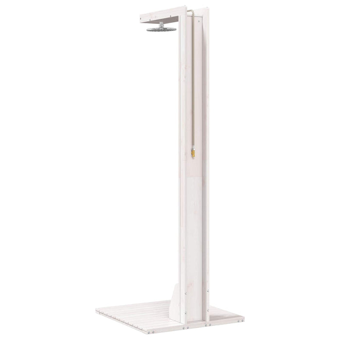 Duș exterior 210 cm Lemn masiv de pin și oțel inoxidabil Alb WALTI