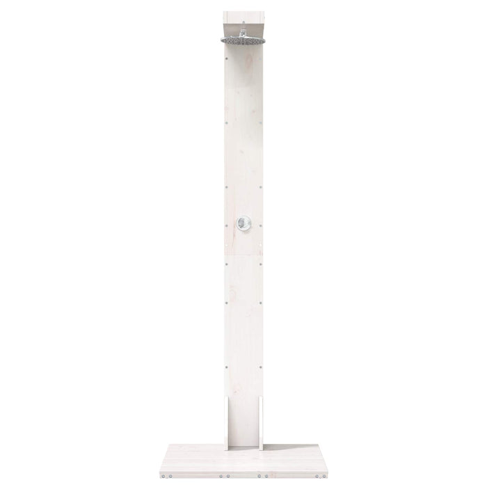 Duș exterior 210 cm Lemn masiv de pin și oțel inoxidabil Alb WALTI