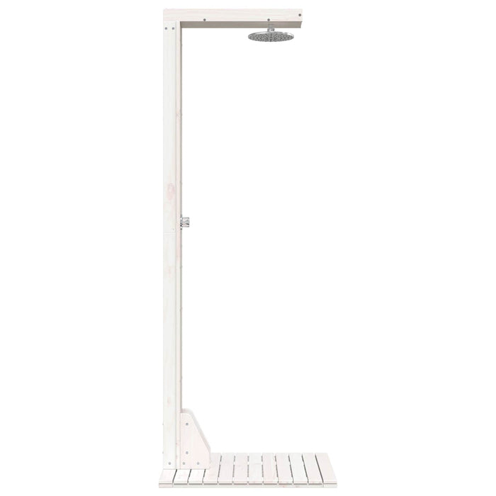 Duș exterior 210 cm Lemn masiv de pin și oțel inoxidabil Alb WALTI